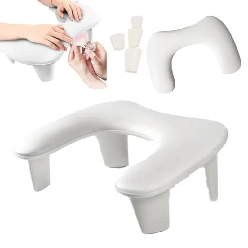 U-Shaped Manicure Arm Rest with Detachable Cushion &ndash; 15&deg; Incline, Non-Slip Hand/Foot Stand for Nail Artists & Salon Use