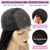Wow Angel 5x5 Wear Go HD Lace Closure Glueless Wigs 28in Perruque droite malaisienne Perruques humaines pré-plumées Perruque prête à partir pour femme 6
