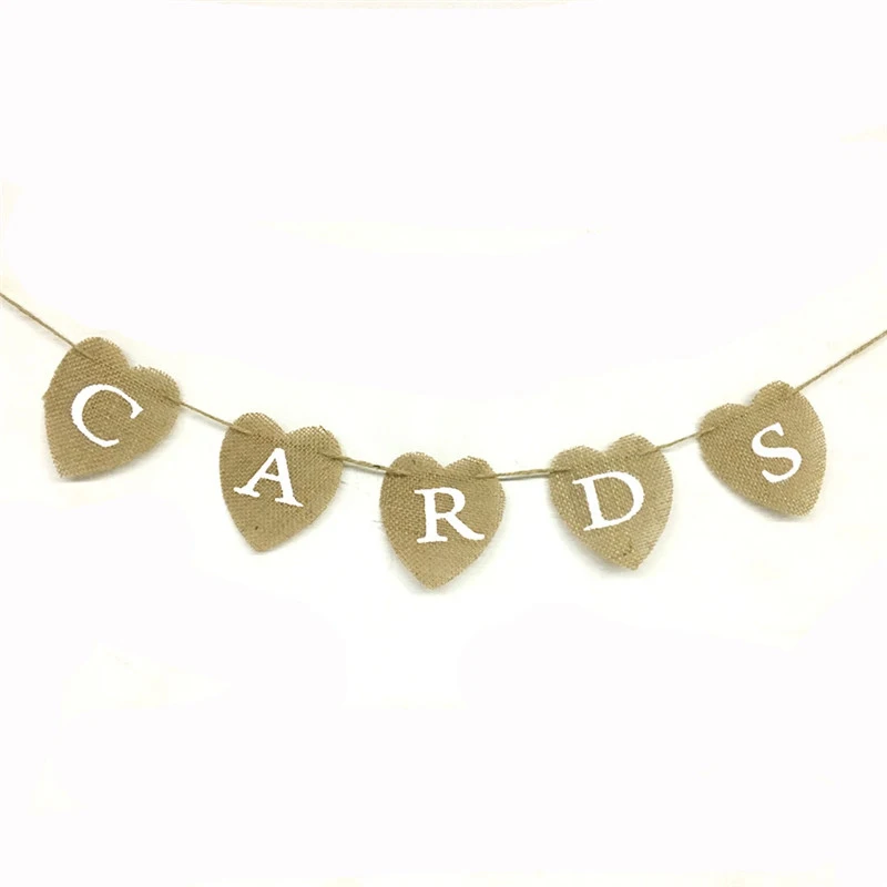 

CARDS Banner Wedding Garland Heart Bunting Sign Party Burlap Flag Decor