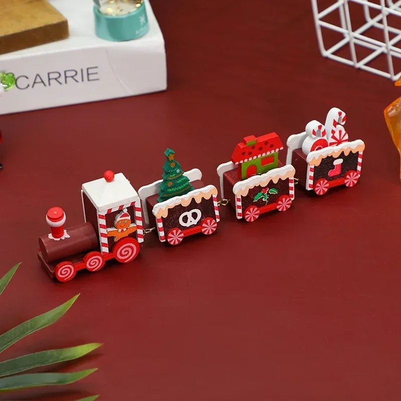 Christmas Wooden Small Train Children Kindergarten GiftTrain Desktop Decoration Ornaments Christmas Decorations Children Gifts