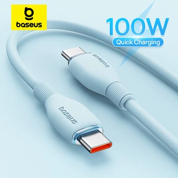 Baseus PD 100W USB C 고속 충전 케이블, 아이폰 15 용, 삼성 샤오미 화웨이 맥북 데이터 와이어 충전 케이블, 소프트 TPE