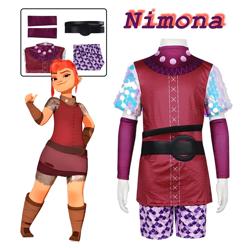 

Nimona Cosplay Costume Anime Film Nimona Cosplay Top Pants Set Uniform Kids Girls Halloween Carnival Party Costumes for Children