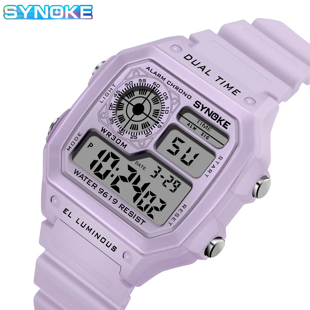 Digital Watch Synoke Lady Sports Luminous Multifunction Waterproof Chrono Wristwatch Outdoor Girls Fashion Student