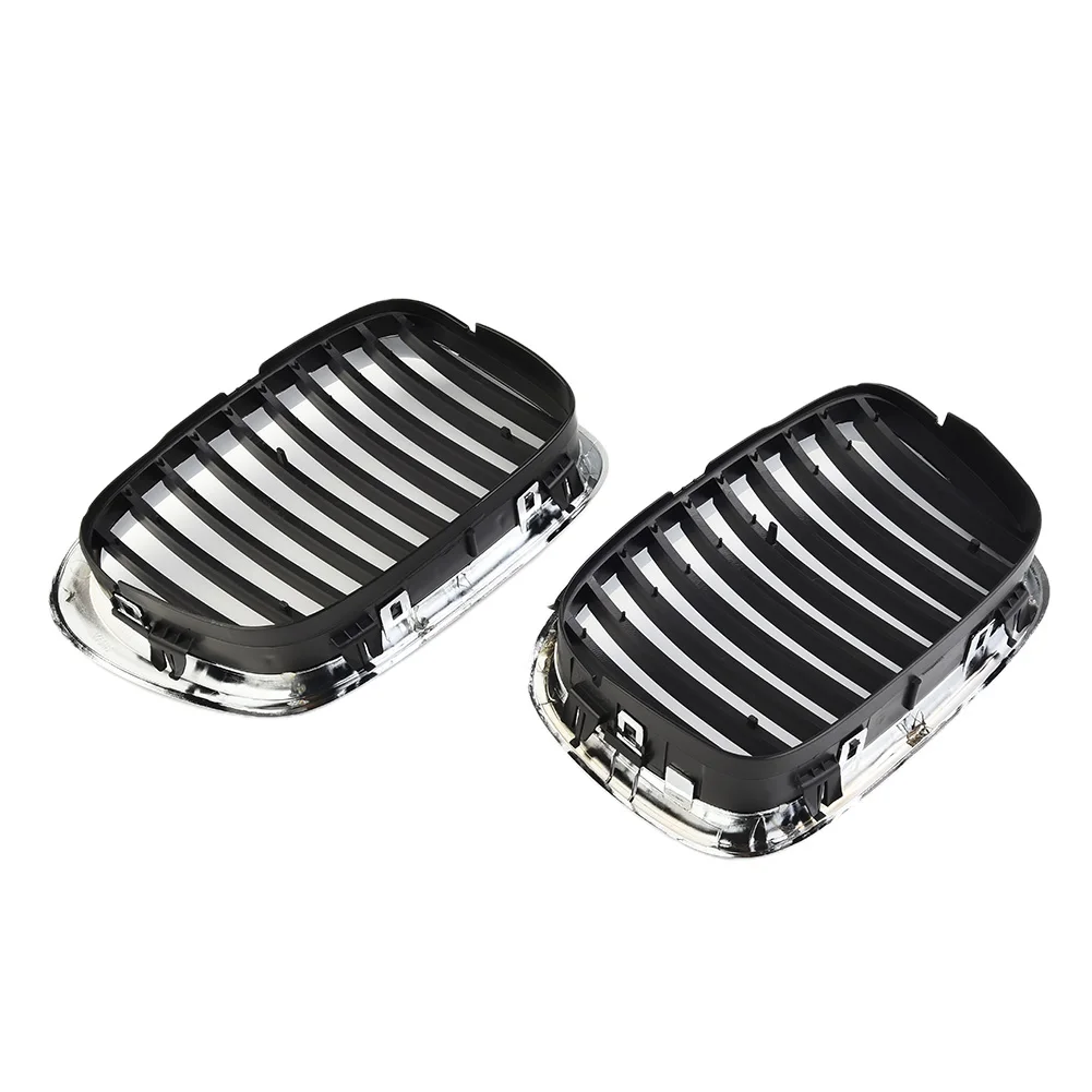 Grilles For BMW E39 5-series 525 530 535 540 M5 1998-2003 Front Chrome Black Grille Grill Replacement 1Pair Car Exterior Parts car grill mesh grille braces