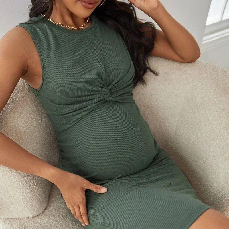 

Maternity Knitted Dress for Pregnant Women Straps Stretchy Maternity Photography Dresses for Pregnancy Clothes Photo Shoot