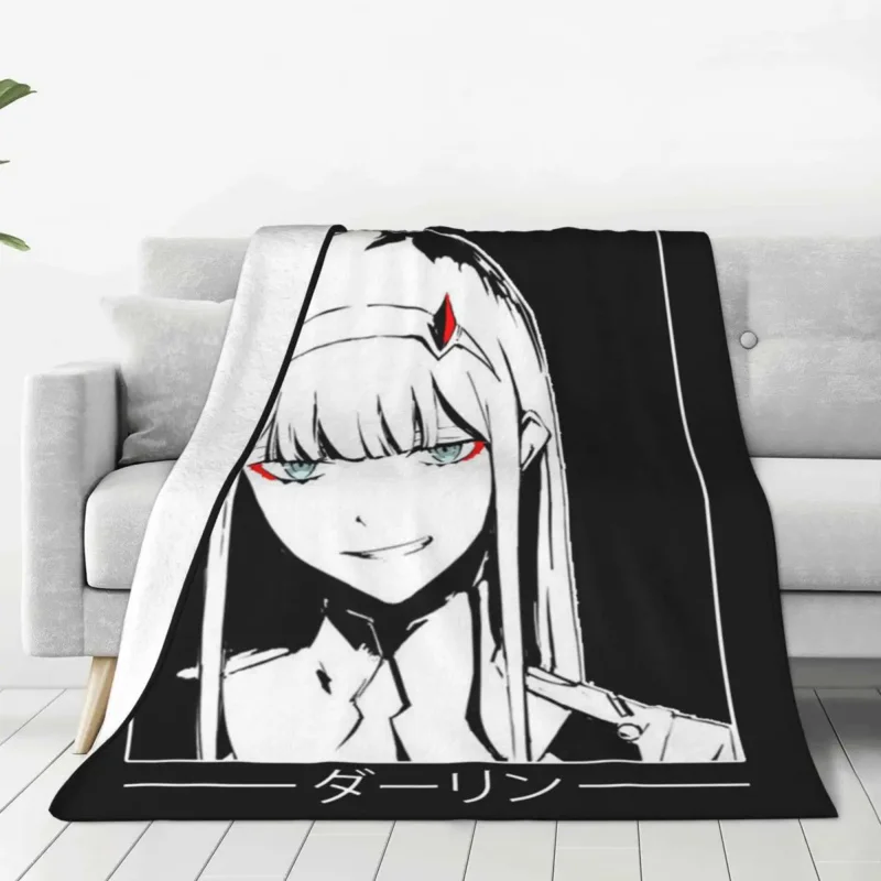 

Zero Two Darling In The Franxx Movie T-Shirt Blanket Flannel Vintage Breathable Throw Blankets for Coverlet Spring Autumn