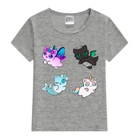T-Shirt For Girls Anime Aphmau Squad Cat Graphic Print Tshirt Fashion Harajuku Children'S Clothing Tshirt Pink Short Sleeve Tops 3
