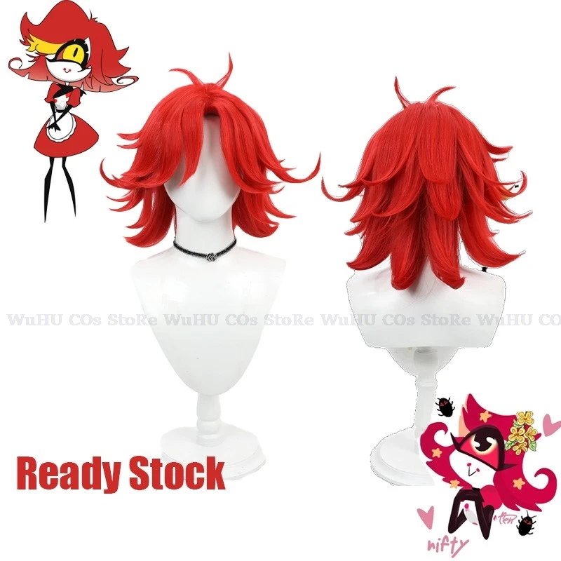

ReadyStock-Hazbin Косплей отель Niffty Косплей Niffty парик Niffty красный парик для женщин мужчин парик для косплея на Хэллоуин