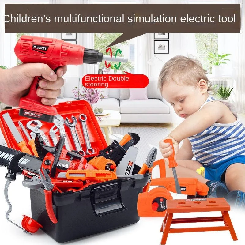 Children Toolbox Toy Boy Simulation Maintenance Electric Drill Platform Repair Baby Screw Assembly 5