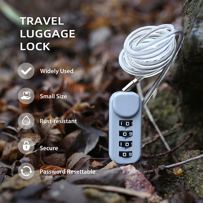 กระเป๋าซิปล็อคสำหรับกระเป๋าเดินทาง 1 ชิ้น พร้อมกุญแจล็อครหัสแบบ 4 หลัก สายล็อคแบบสปริง 1