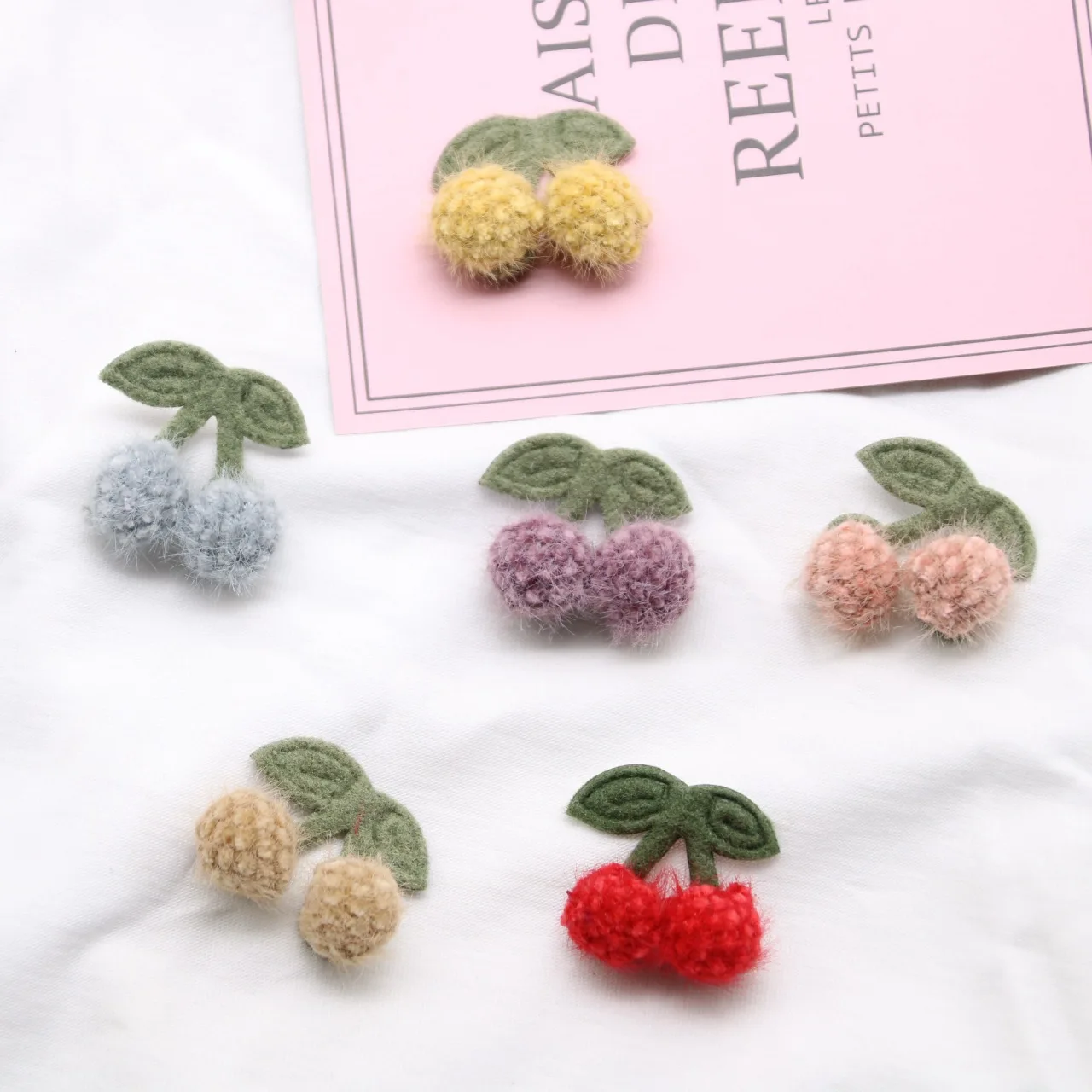 

10PCS Small cute cherry combination mink ball costume bag shop material DIY children's hair accessories decoration