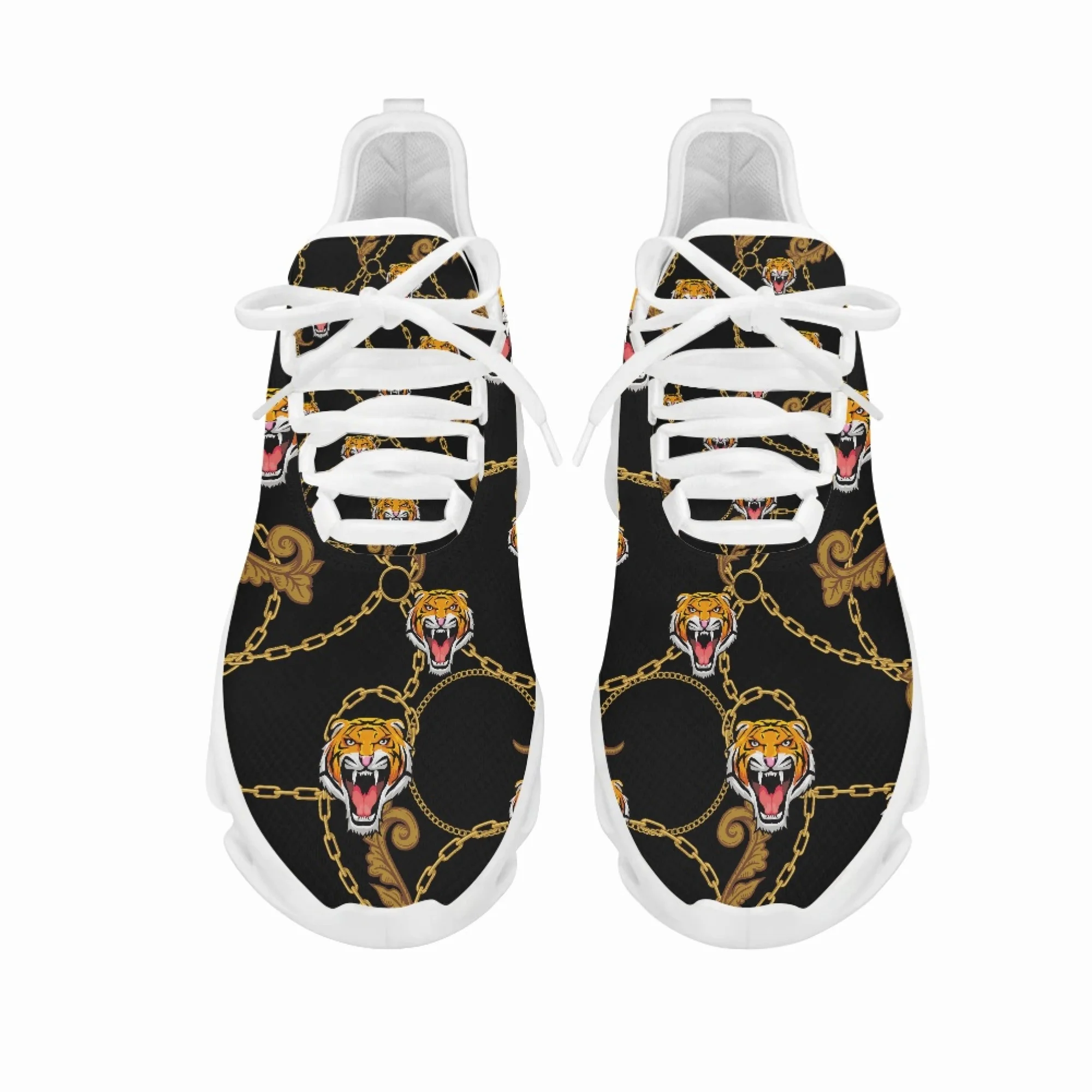 Yikeluo Animal Printing Pattern Lace-up Luxury Sneakers Flats for Men Spring/Summer Breathable Walking Shoes Female Footwear