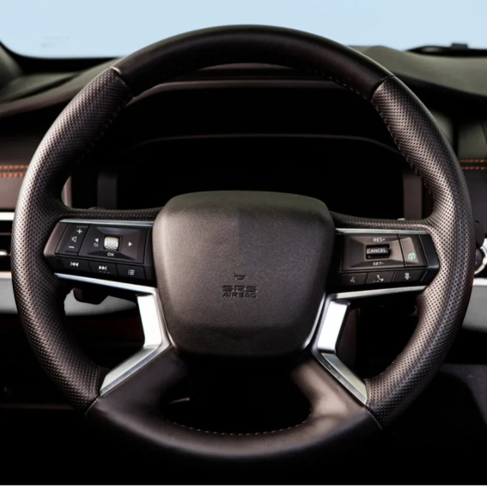 Schwarz Auto Lenkrad Abdeckung DIY Mikrofaser Leder Atmungsaktiv Nicht-slip Für Mitsubishi Outlander 2022-2023 Auto Zubehör