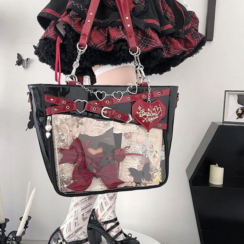 

Xiuya Y2k женская сумка через плечо, винтажная женская кожаная Лолита, вместительная сумка-тоут, эстетичная сумка контрастных цветов Jk Ita
