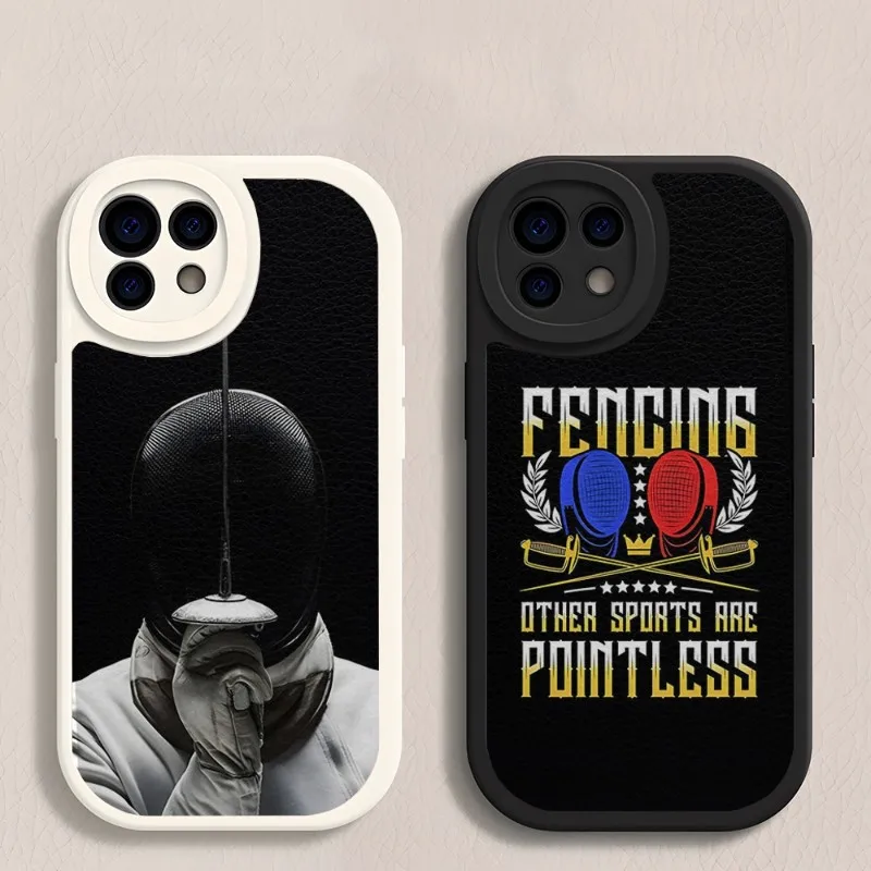 

Fencing Sport Phone Case Lambskin For Huawei P30 P40 P50 Mate 30 40 50 Nova 8 9 9SE 10 Y70 10z Pro Plus Cover