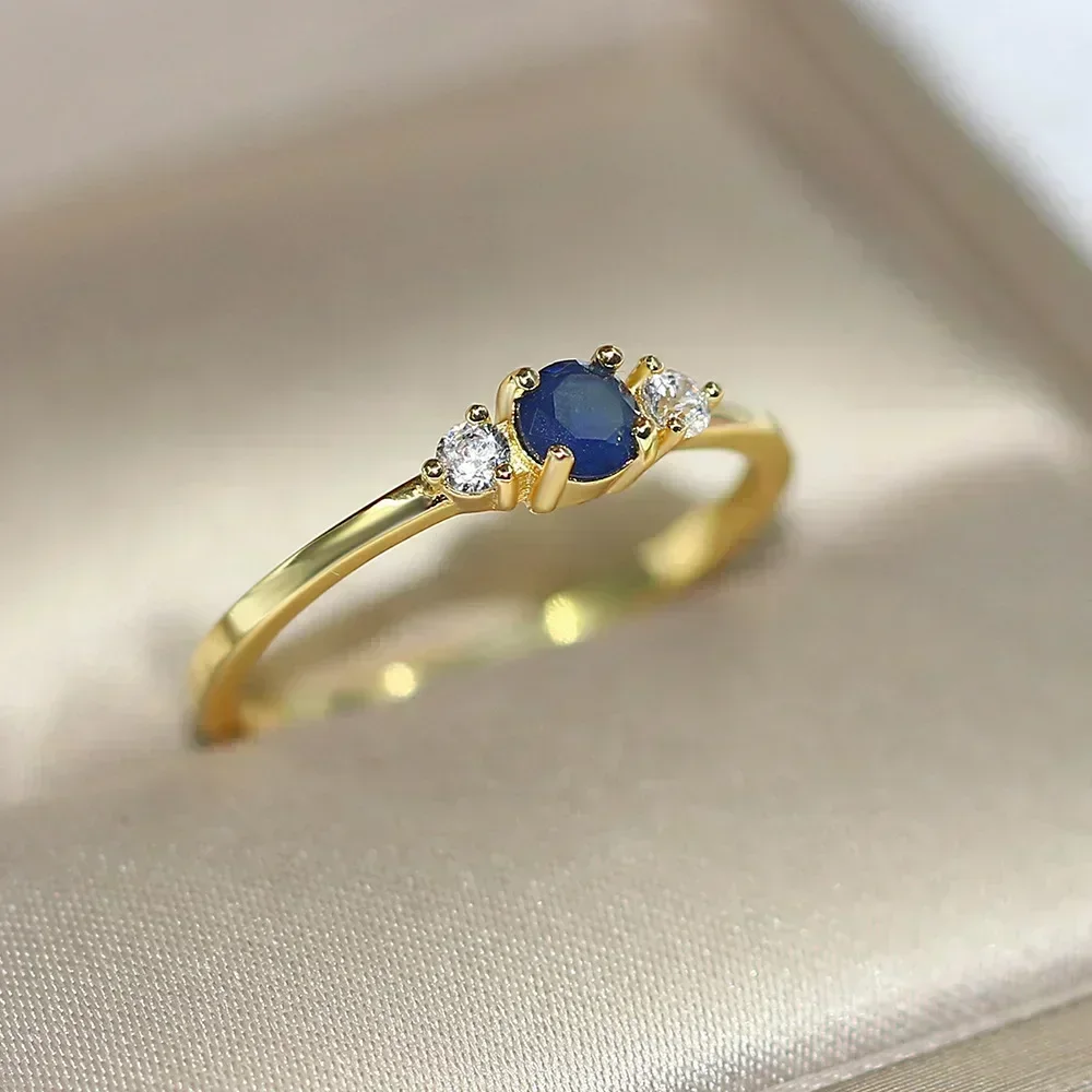 Women Trendy Inlaid Crystal Ring Cute Colorful Gemstone Gold Color Rings Dainty Wedding Accessory Fashion Jewelry Gift 1