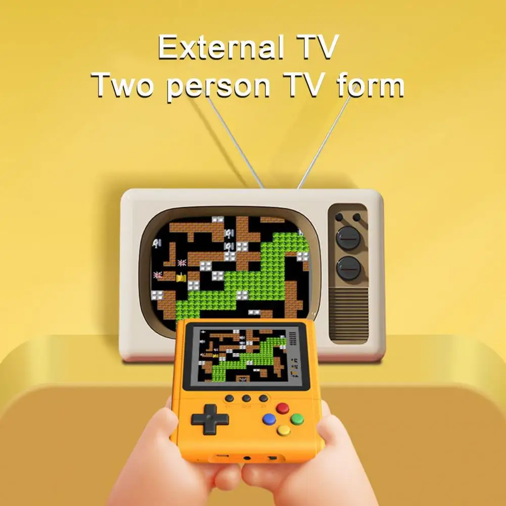 Children Game Console Handheld 500 Games Connected External Tv Compact Yellow Vintage 3.5 Inch Game Console Game Player Supplies