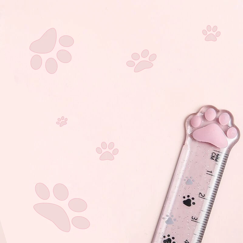 Cute Cat Paw Plastic Straight Rulers Kawaii School Office Supplies Planner Accessories Student Prize - 6