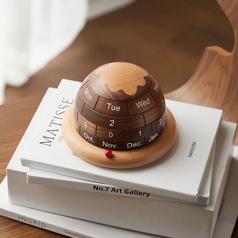 

Деревянный календарь для стола, вращающиеся деревянные блоки, вечный календарь, календарь для ежедневного отображения, аксессуары для стола 2023