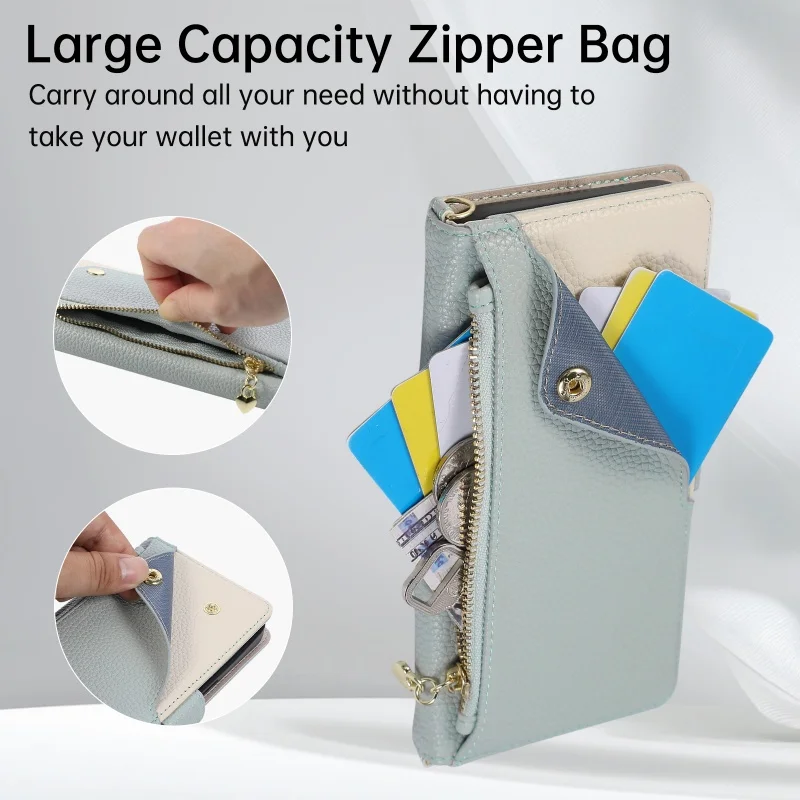 Crossbody Leather Wallet Phone Case with Card Holder Slots