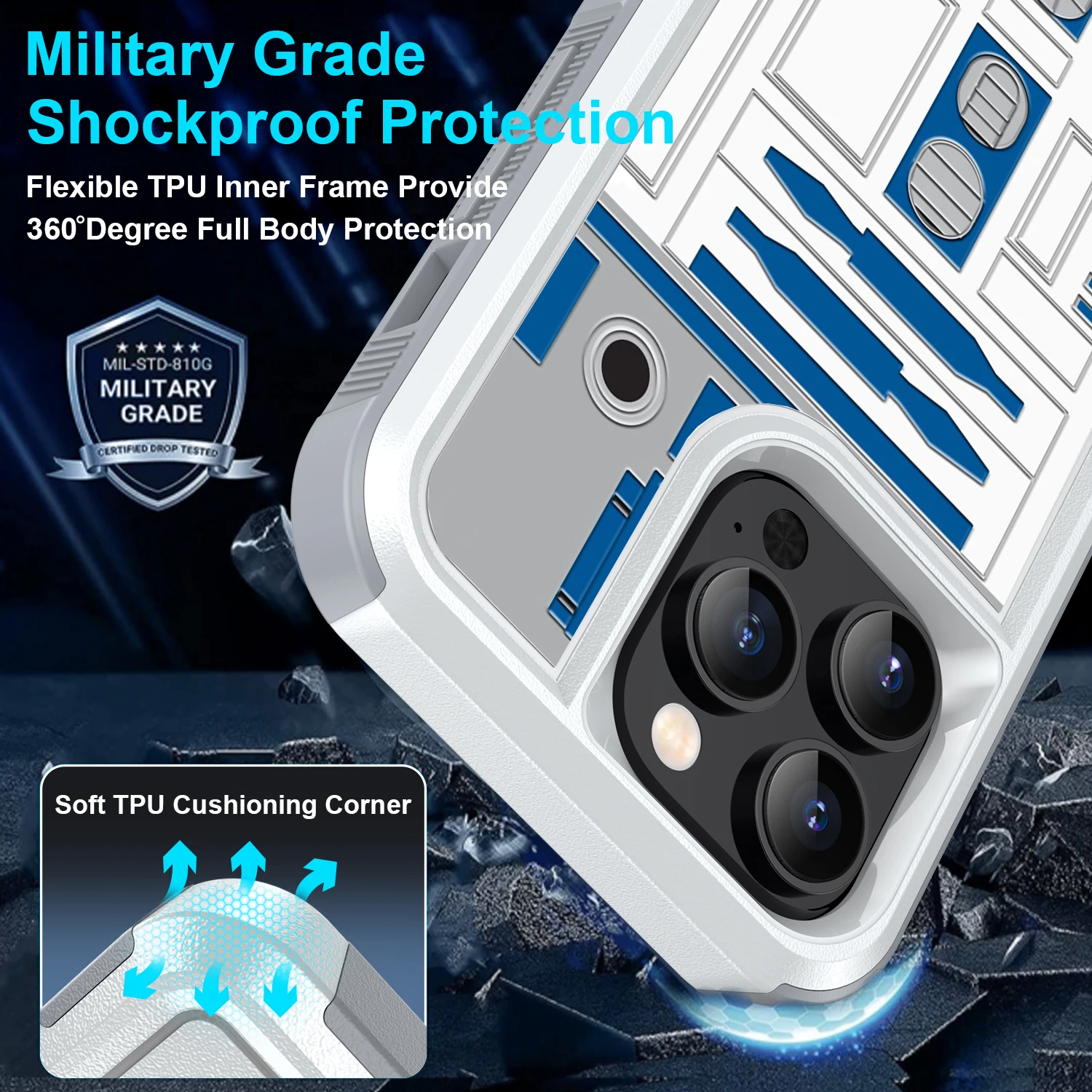 Astromech Robot Dual Layer Shock-Absorption Protective Phone Case