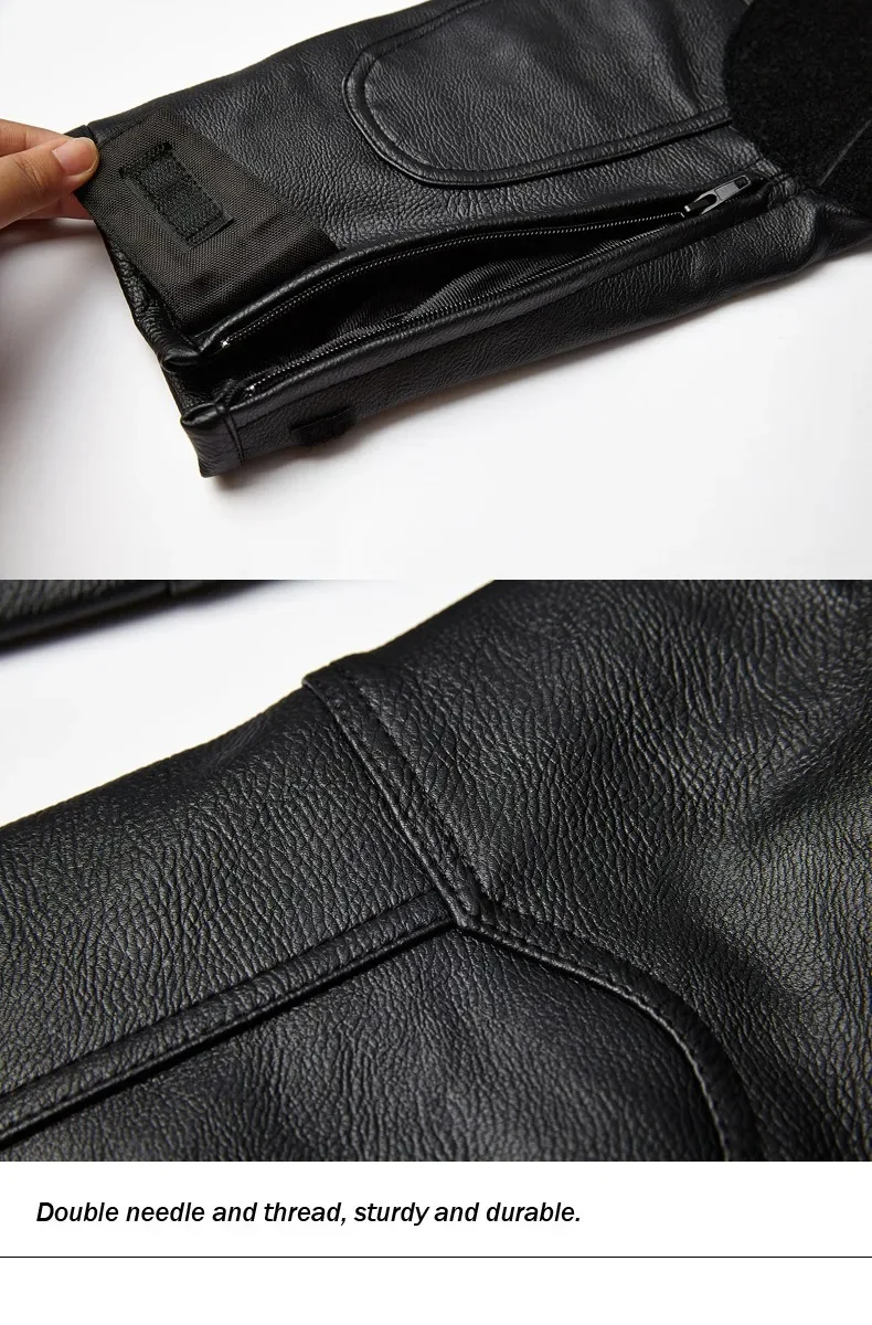 DUHAN PU Motorcycle Pants Motorcycle Riding Pants Men's Wind Proof Four Seasons Anti Fall Leather Racing Trousers