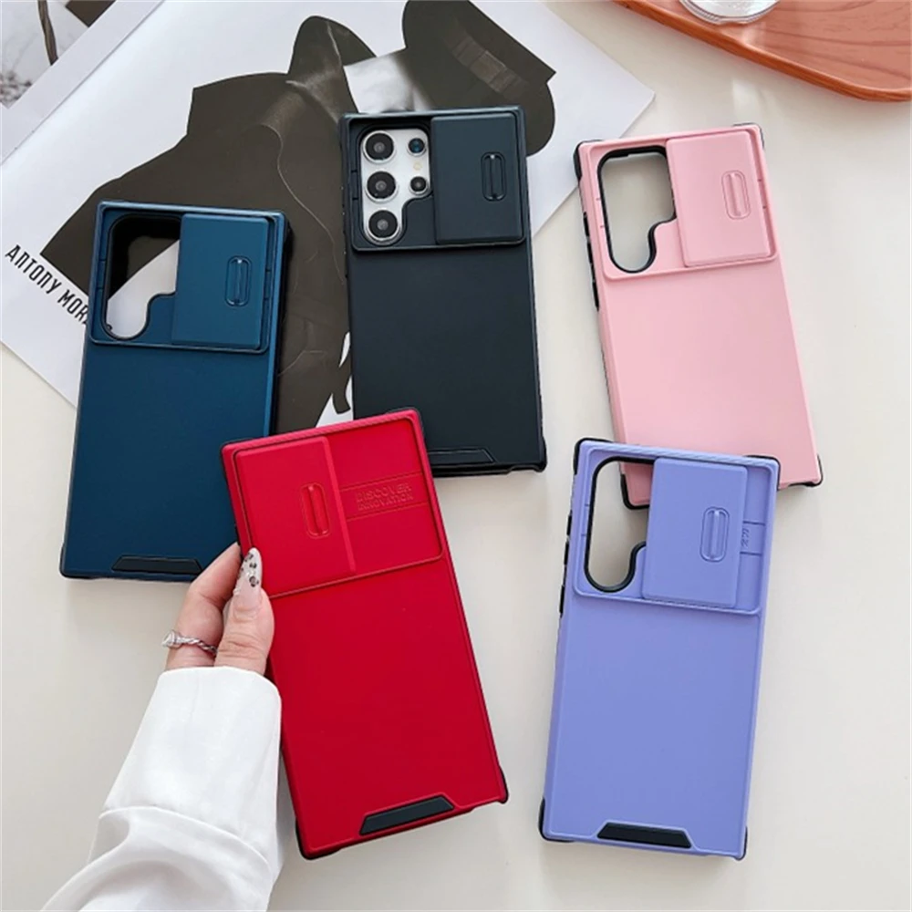 Matte Slide Window Shockproof Phone Case with Camera Protection & Solid Bumper Design