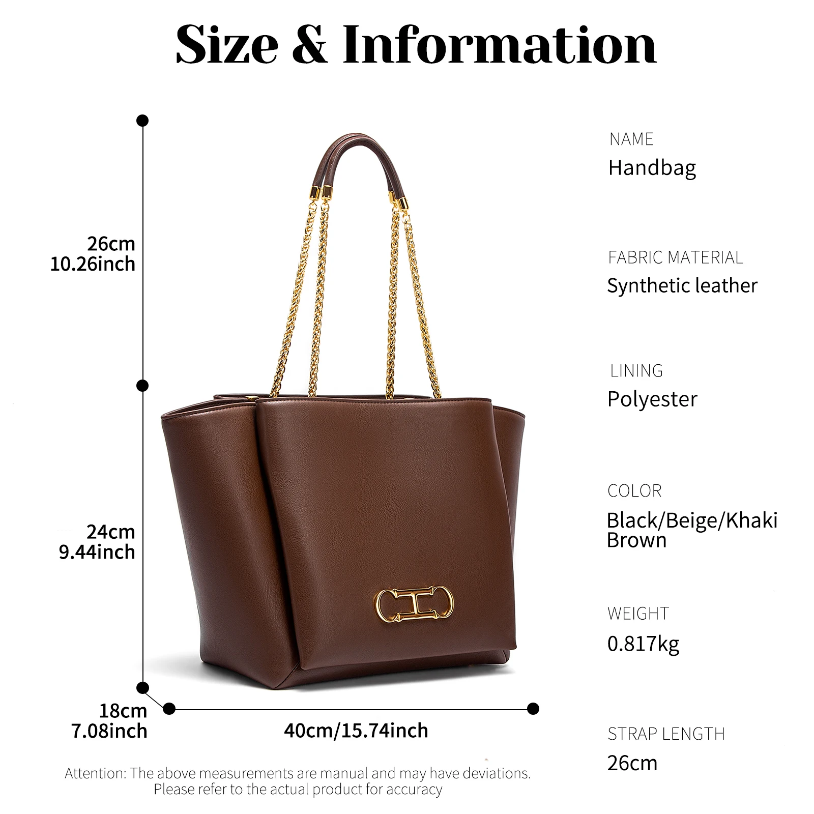 حقيبة يد نسائية عصرية جديدة ذات لون سادة ذات سعة ك...