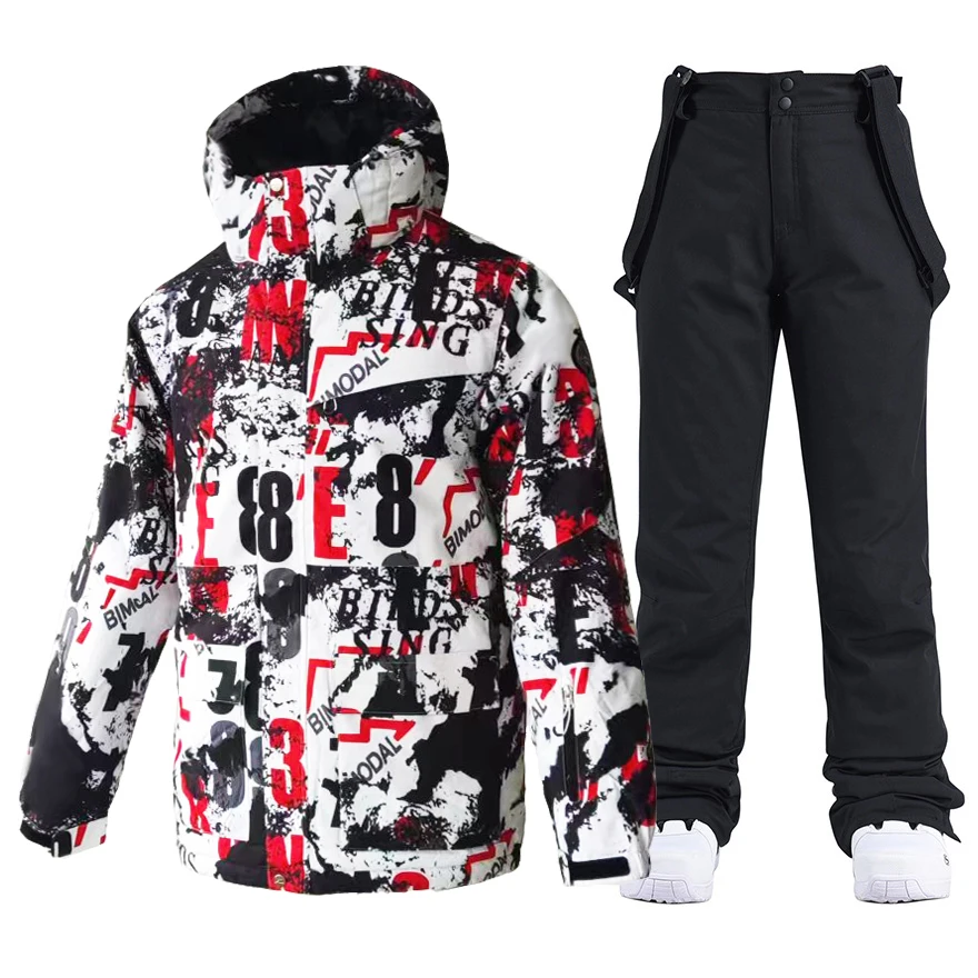 Men's Winter Ski Suit Windproof Waterproof Snowboarding Skiing Jacket Pants Male Snow Costumes Overalls Plus Size 3XL for Winter Jacket Ski Jacket Men Snow Jumpsuit