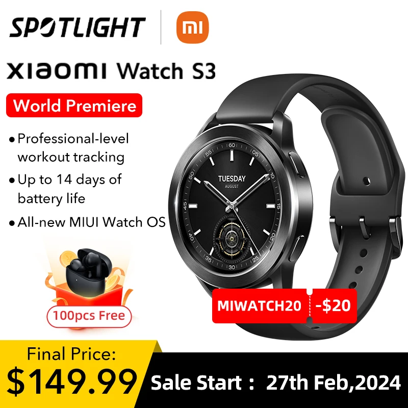  World Premiere Global Version Xiaomi Watch S3 1.43” AMOLED Display Bluetooth®️ 5.2 AII -New MIUI Watch OS 14 days battery life 