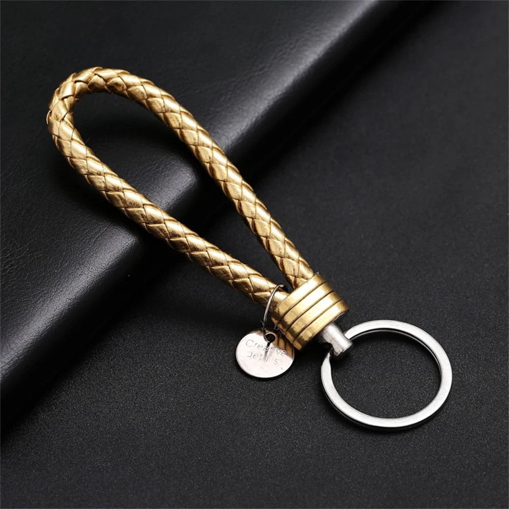 Braided PU Leather Wristlet Keychain Strap - Stylish Accessory