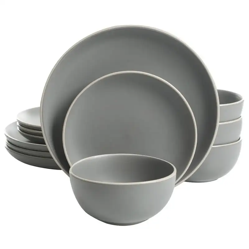 

Matte 12-Piece Dinnerware Set Gift set Korean spoon and chopsticks set Steak knives White plates Wooden bowl Cucharas Spoon set