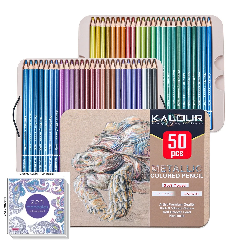 Set di 50 matite colorate metallizzate, matite per disegno artistico e schizzi per pittura a mano e graffiti