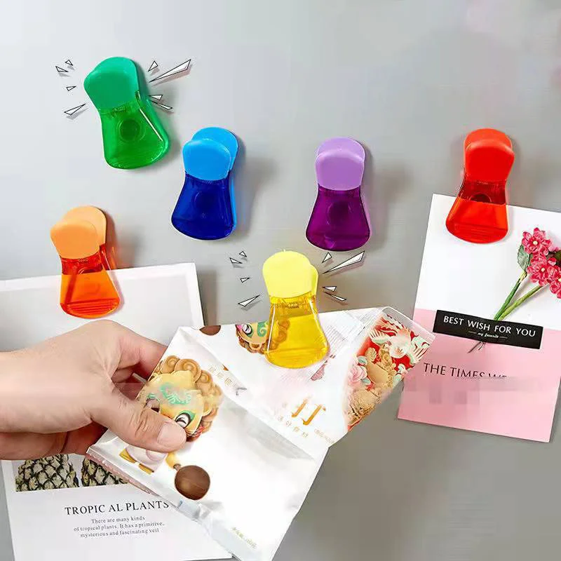 

6PCS Refrigerator Magnetic Sticker Memo Note Clip Magnet Clip Snack Sealing Clip Food Preservation Clip Kitchen Gadget