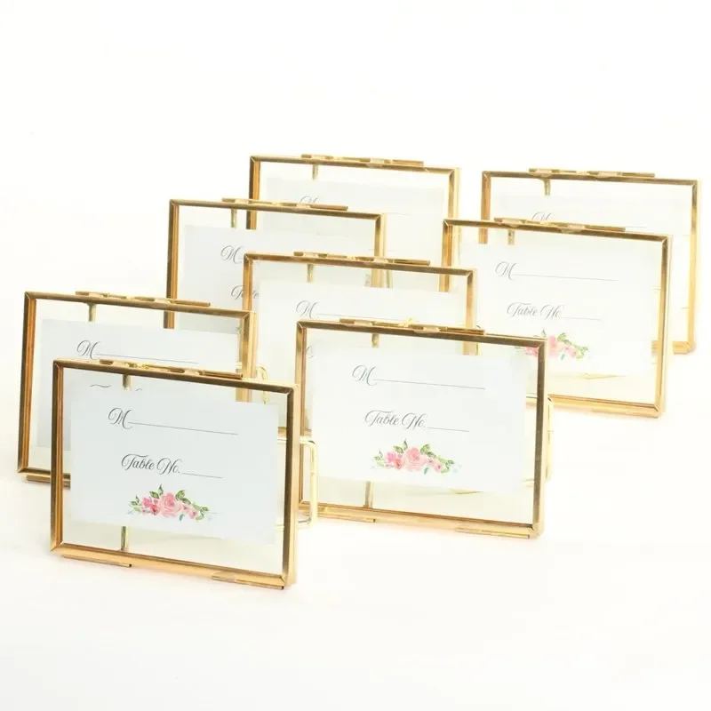 

DIY Wedding Pressed Glass Floating Photo Frames 8-Pack with Stands for Horizontal or Vertical Pictures, Table Numbers, Place Ca