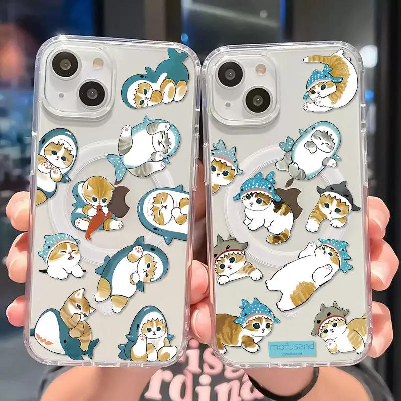 Whimsical M-Mofusand Cat MagSafe Magnetic Phone Case - Soft Clear TPU Cover