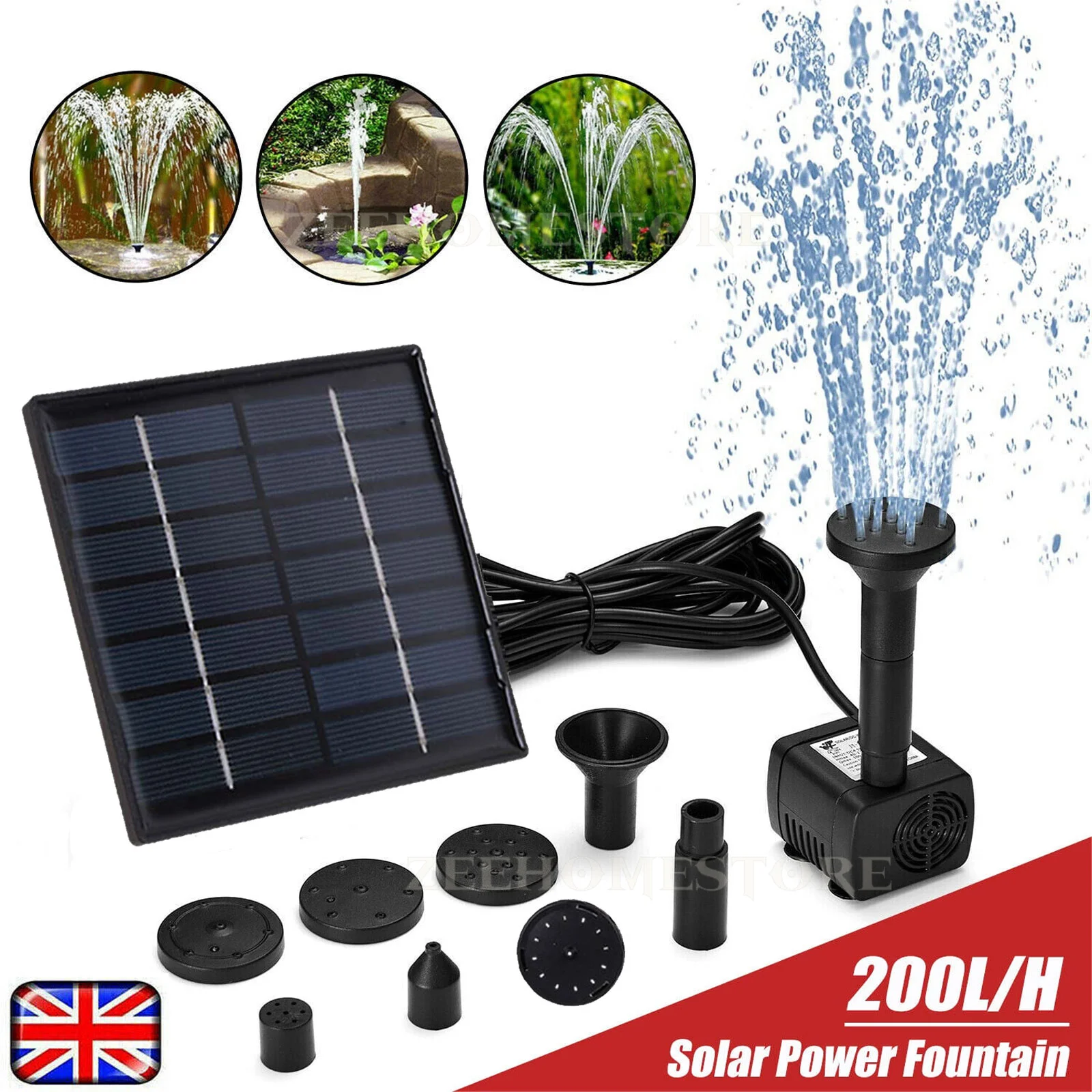 Solar Panel Powered Water Feature Pump Garden Pool Pond Aquarium Fountain Décor: 3 - 5 Days Free Delivery Only UK