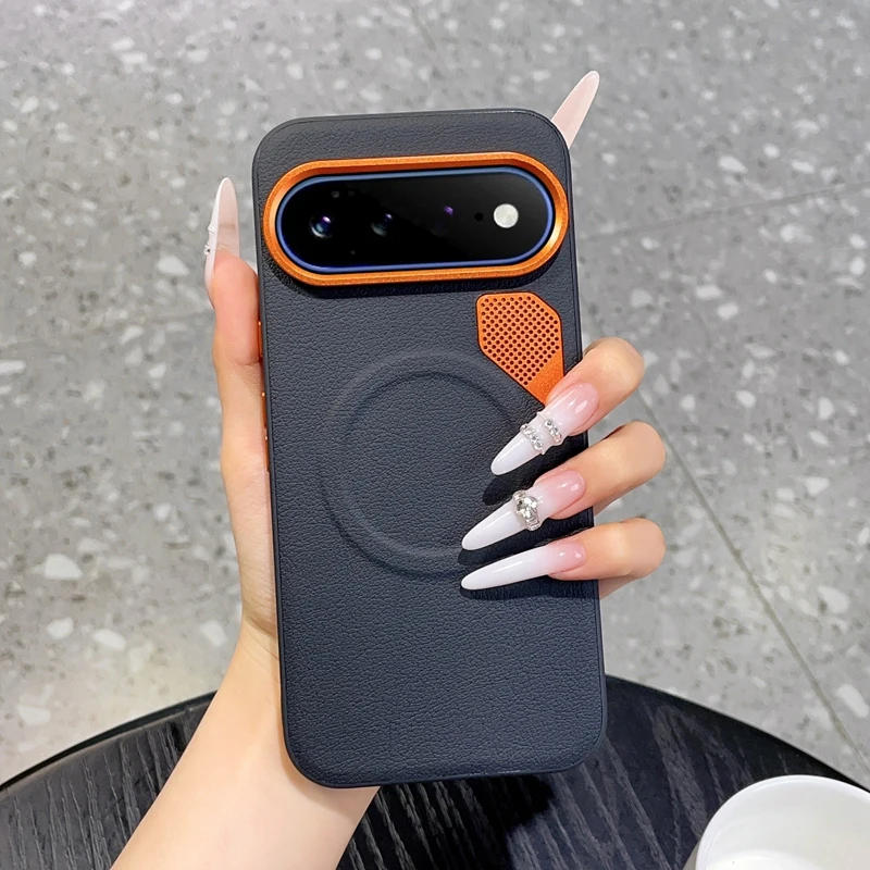 Premium Magnetic Luxury PU Leather Dropproof Phone Cover with Heat Dissipation Protection