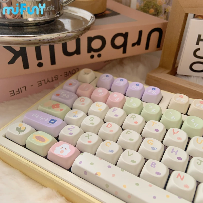 Mifunny Pastel Flor Keycap Perfil Moa Soa Teclado Mecânico Kawaii Keycaps Personalizados Keycaps Bonitos - Imagem 5