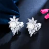 CWWZircons Non Pierced Design Shiny White Cubic Zirconia Bridal Wedding Party Clip On Pearl Earrings Without Piercing CZ162 5