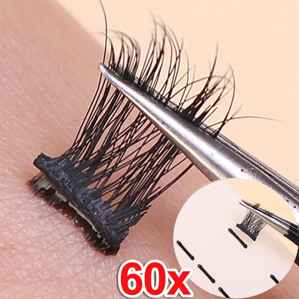 Segmented Self-Adhesive Glue-Free Eyelash Glue Strip 60 Strips/sheet Reusable Lasting Easy-To-Stick Eye Lashes Tape Natural