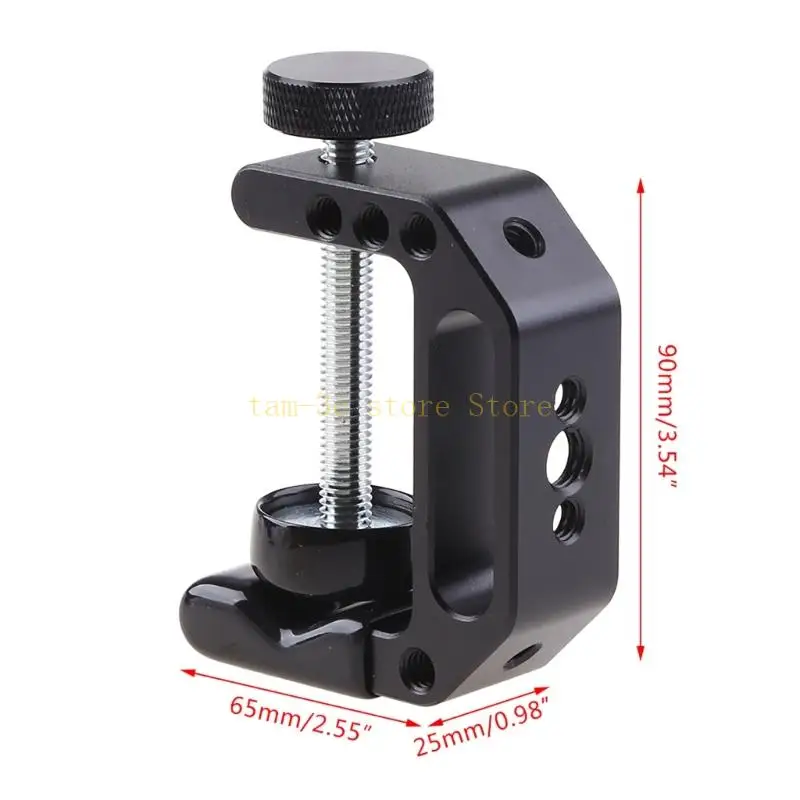 Camera C-Clamp Aluminum Multifunctional C Type Clip Desk Mount Stand with 1/4" 3/8" Screw Hole for DSLR Fill Light D0UA