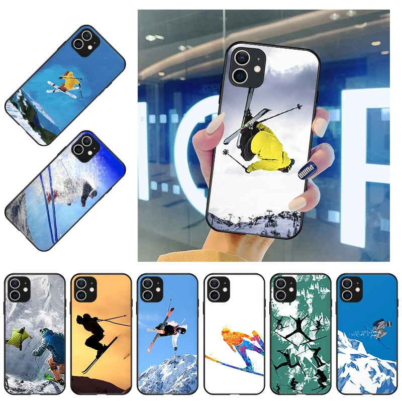 Black Matte Anti Drop Phone Case For Iphone 13 Pro Max 12 Mini 11 6 6s 7 8 Plus X Xr Xs Max Se Ice Snow Ski Jump Soft Cover Phone Case Covers Aliexpress