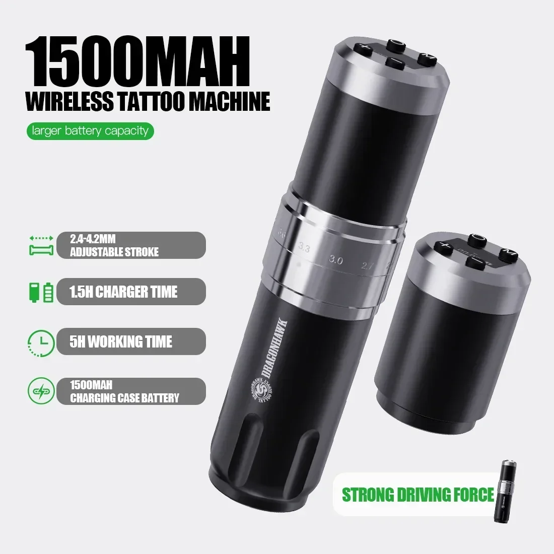 Dragonhawk X10 Adjustable 7 Stroke Length Wireless Tattoo Machine High Capacity 1500mAh Battery Pen with LED Digital Display Pen synchronized motion 600mm 1000mm stroke length 4 linear actuators for bed lift