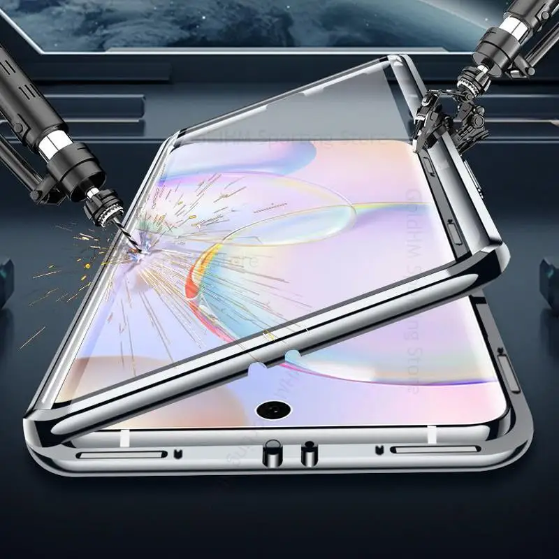For Xiaomi 12S Ultra Tempered Glass Phone Case For Mi 12S Pro 360 Double Sided Magnetic Protective Flip Cover For Mi 12X 12 Pro