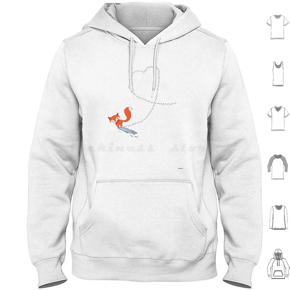 Foxy Love Felpa Con Cappuccio Cotone Manica Lunga Volpe Cuore Neve Simpatico Animale Foxy Love Passi Dinomike