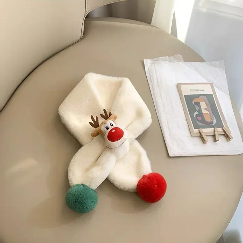 Children's Scarf Winter Warm Baby Plush Scarf Thickened Men and Girls Windproof Cute Christmas Deer kids scarf