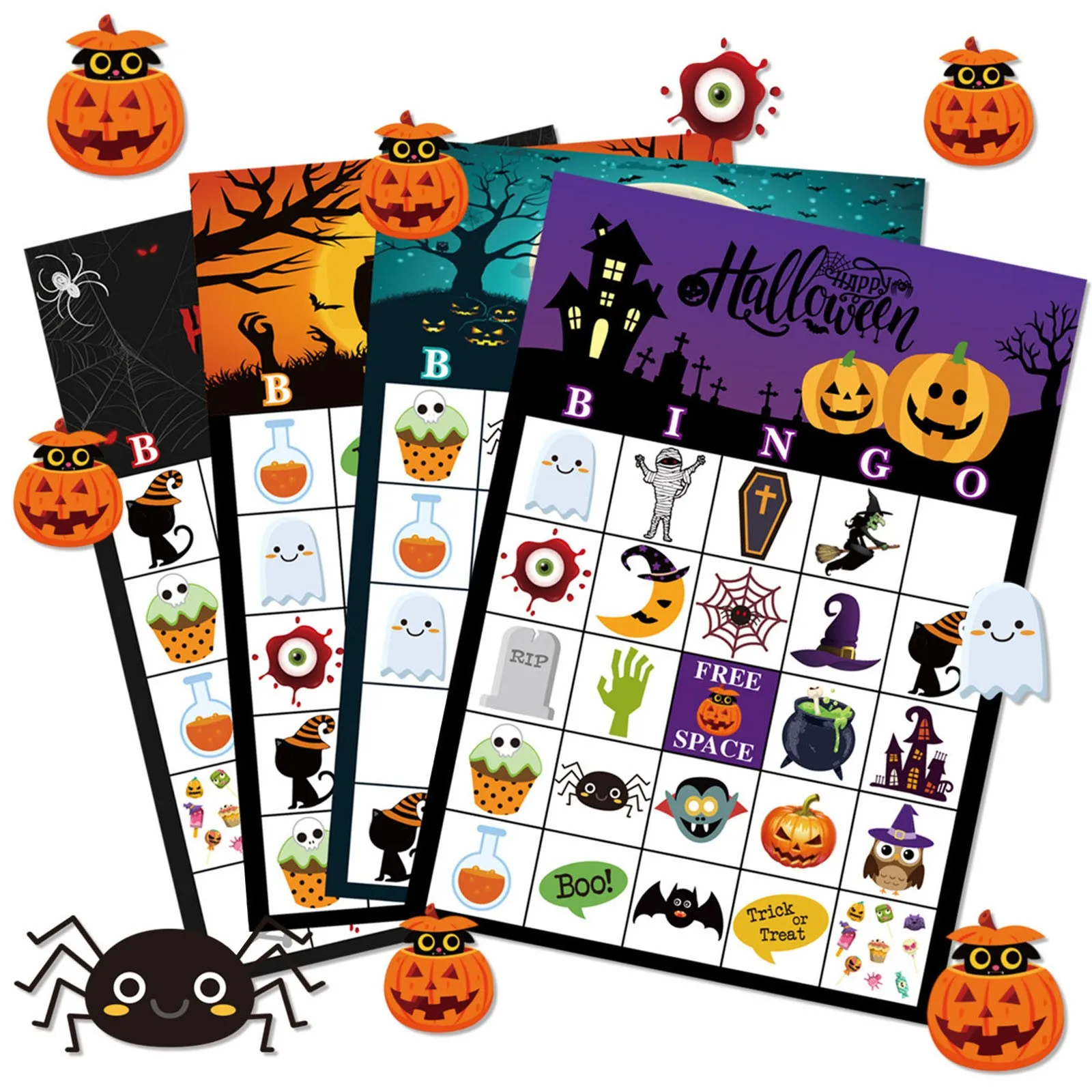 Halloween Bingo Party Table Cards Halloween Games Kids Halloween Games Halloween Party Favors Halloween Toys Party Supplies 3