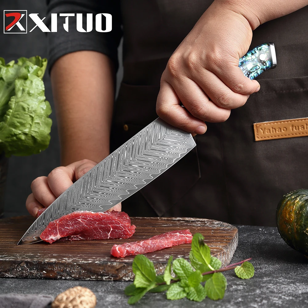 KEEMAKE Professional Chef's Knives High Carbon Stainless Steel Kitchen  Knife Tools Utility Santoku Cleaver Slicer Wooden Handle - AliExpress