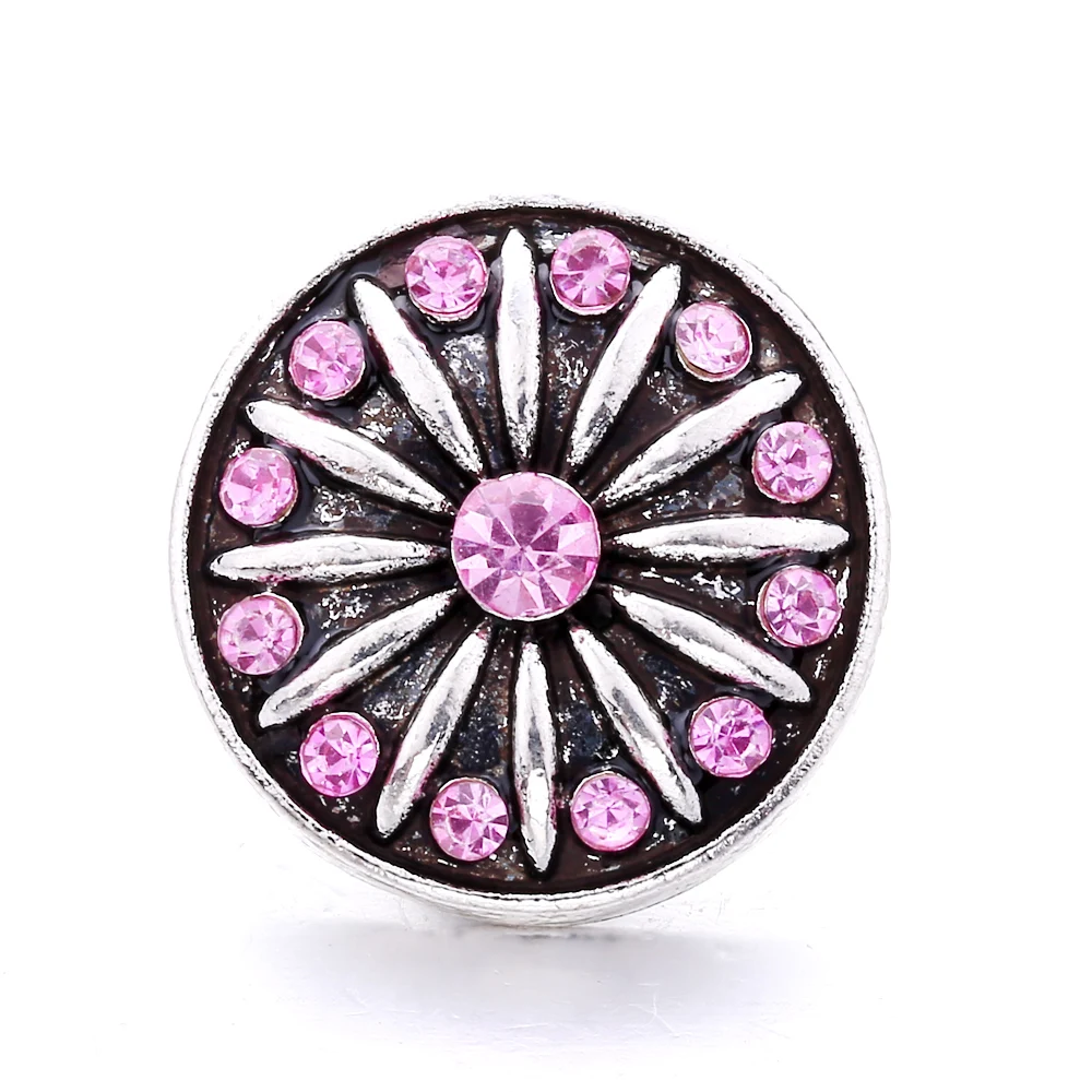 20pcs New Snaps Jewelry Vintage Metal Crystal 18mm Snap Buttons  Ginger Button Charm Fit Snap Bracelet